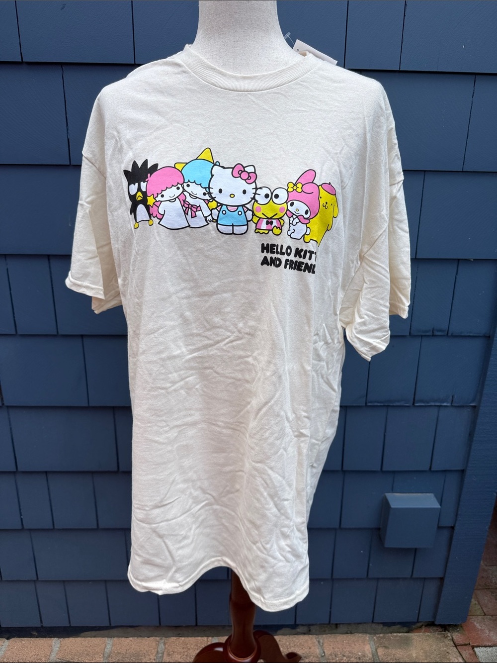 Hello Kitty Cream Tee with Multicolor Character Lineup XL